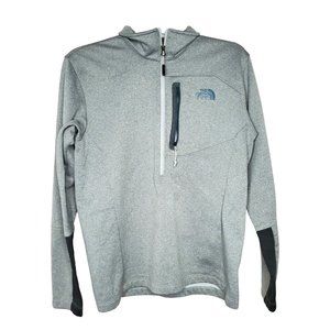 The North Face Silver Black Sleeve Men Med Front Zipper Pocket 1/2 Zip Sweater